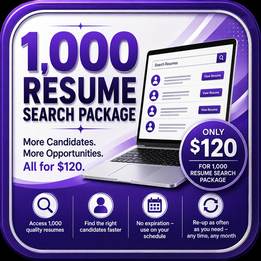 1,000 Resume Search Credits